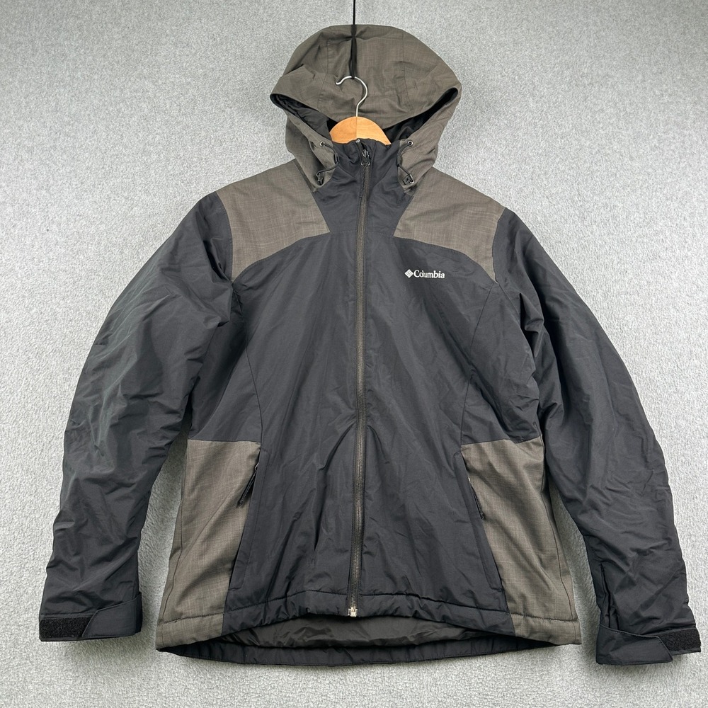 Columbia Jacket Womens Medium WL0246 Black Gray Omni-Heat Hooded Outdoor